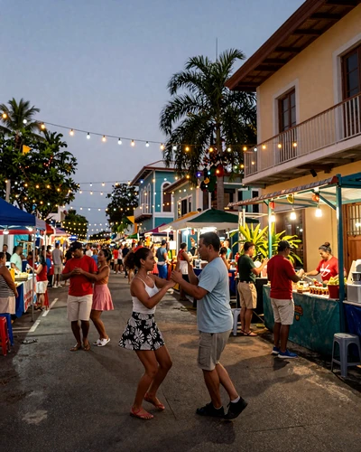 Vibrant salsa dancing and nightlife scene at La Placita de Santurce market in San Juan Puerto Rico