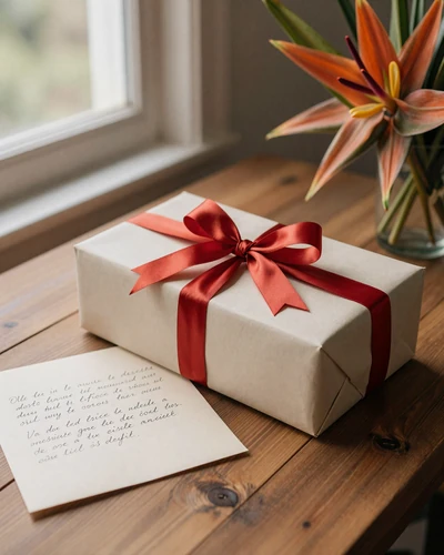 Romantic gift package with handwritten letter ready to send to Latina girlfriend