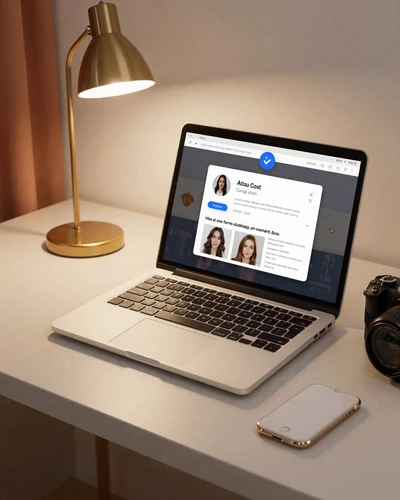 Latin Hiwr verified profile badge displayed on laptop screen showing multi-step authentication